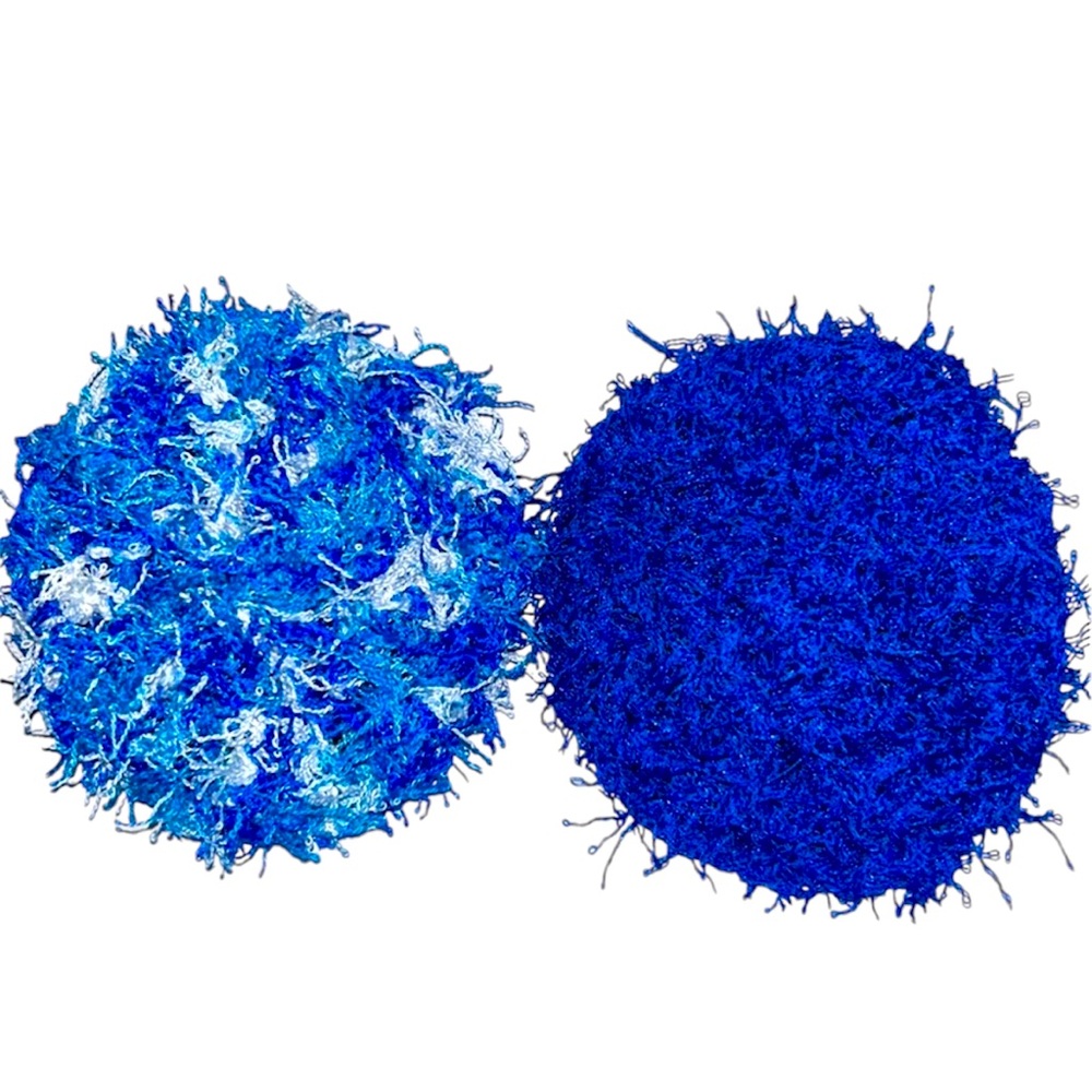 HAND CRAFTED Crochet Colorful Blue Polyester Kitchen or Bathroom Scrubbing Pads - Picture 5 of 7